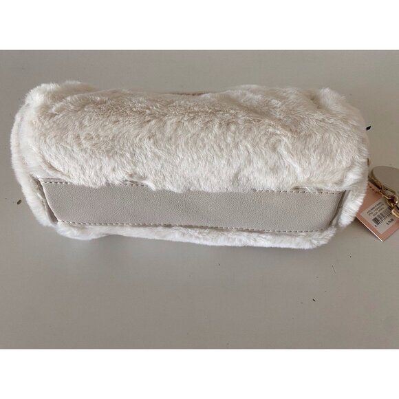 Juicy Couture Warm Up Barrel Shoulder Bag Purse Crystal White W/Charm Fuzzy NEW - Picture 10 of 14